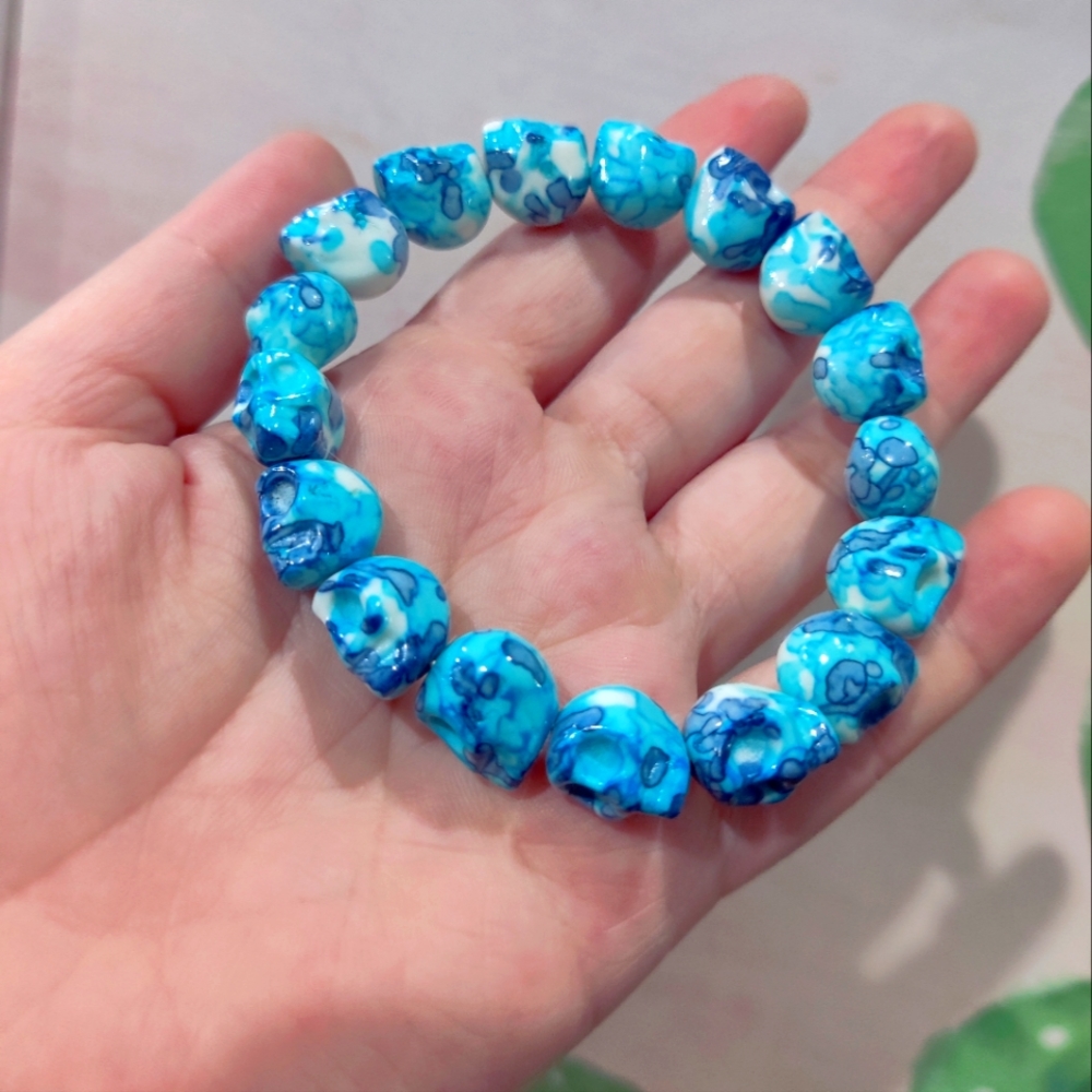 Blue candy  skull bracelet